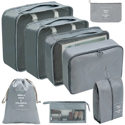 7–10 Pc Travel Organizer Storage Bags Set – Portable Packing Cubes for Suitcase, Clothes, Shoes & Luggage Tidy Pouch