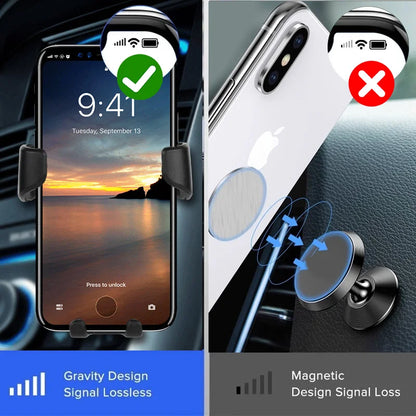 Gravity Car Phone Holder – Air Vent Clip Mount for iPhone & Smartphones