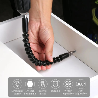 Flexible Drill Bit Extension & Right Angle Adapter Set – 105° Rotatable Hex Shank Screwdriver Bit Kit