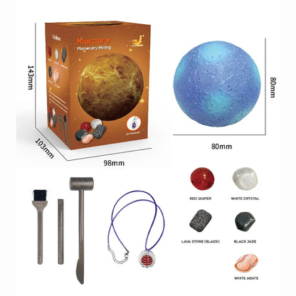 Solar System Archaeology Digging Toy Set – Kids Planet Gem Mining Science Educational Exploration Kit