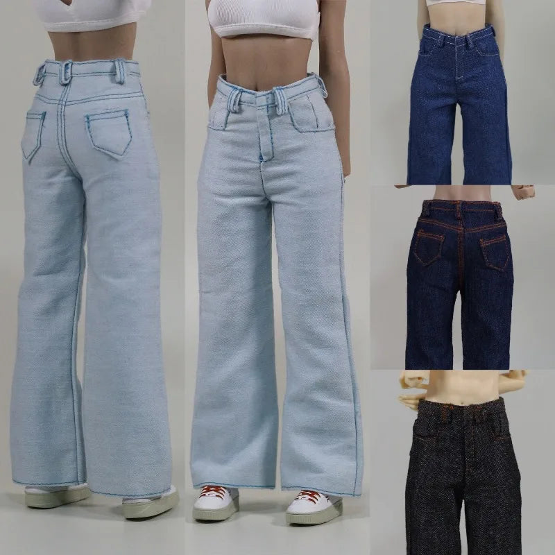 1/6 Scale Female Doll Jeans – Straight-Leg & Wide-Leg Pants for 12" Action Figure Clothes, Doll Accessories