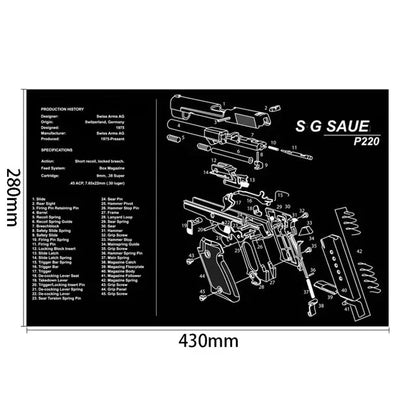 Gun Cleaning Rubber Mat Mouse Pad – AR15, AK47, Remington 870, GLOCK Gen4/Gen5, CZ-75, P220, P226, P229, Beretta 92, 1911 3D Work Mat