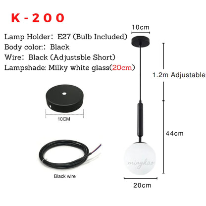 XCLuuHY Nordic Pendant Light - Modern Glass Ball Hanging Lamp for Living Room, Bedroom & Dining Room Decor