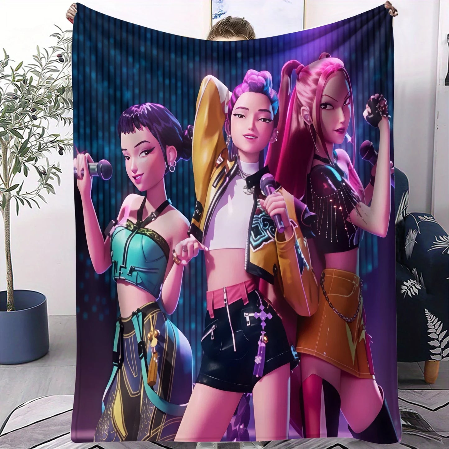 K-Pop Demon Hunters Flannel Blanket – 31 Styles Anime Throw for Home, Travel & Camping Fan Gift
