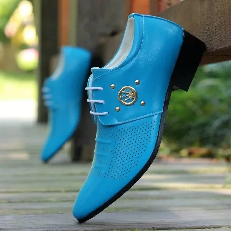Men’s Italian Leather Dress Shoes - Colorful Business, Party & Wedding Formal Shoes for Summer