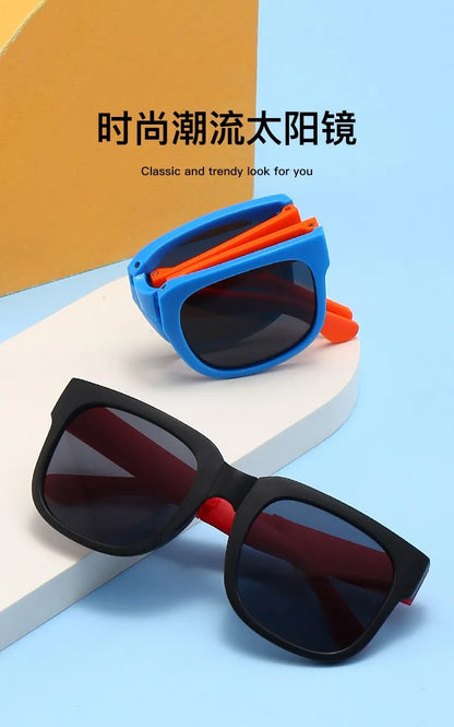 Foldable Kids Sunglasses – UV Protection Cartoon Shades for Boys & Girls, Fashionable Baby Eyewear