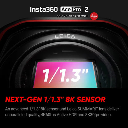 Insta360 Ace Pro 2 Action Camera – 8K Waterproof Cam with Leica Lens, 1/1.3" Sensor, Dual AI Chip, Low Light Pro