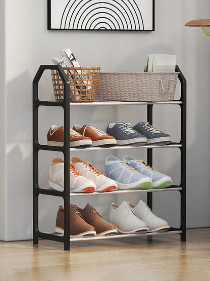 4-Floor Creative Home Shoe Rack – Dormitory Door Storage Cabinet, Black, 2 Sets Assembly Components for Shoes