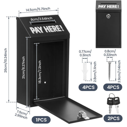 Metal Locking Wall-Mounted Mailbox – Outdoor Lockable Mail & Key Drop Box for Home, Ballot, Donation, Collection