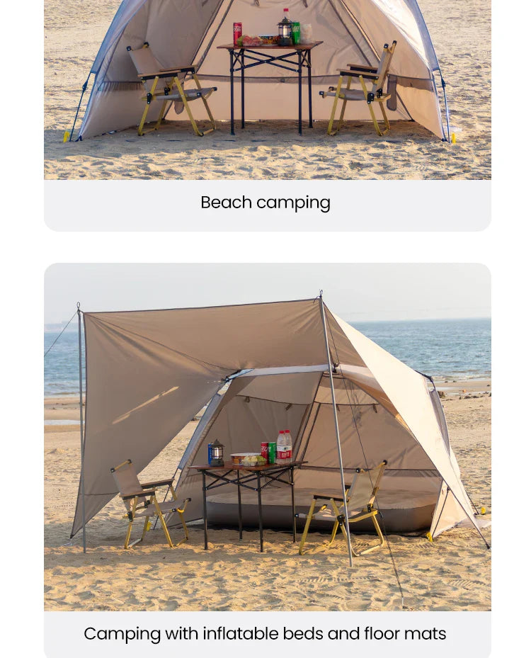 Sonuto Outdoor 3-4P One-Touch Camping Tent – Automatic Quick Open Beach, Fishing, Picnic & Family Travel Tent with Anti-UV Shade