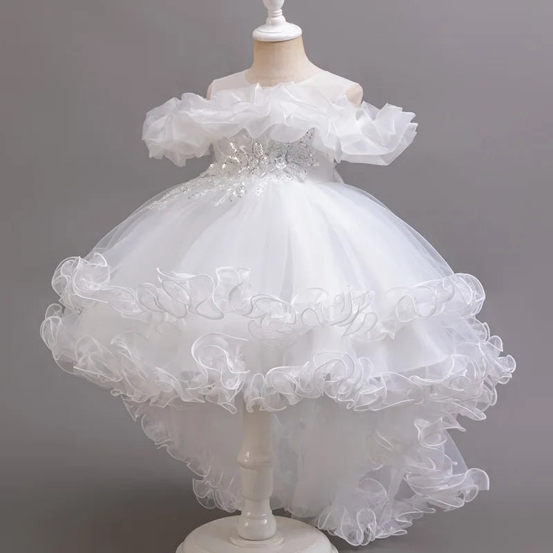 Girls Floral Sequin Princess Dress - Flower Girl Party Dress for Weddings, Birthdays & Christmas