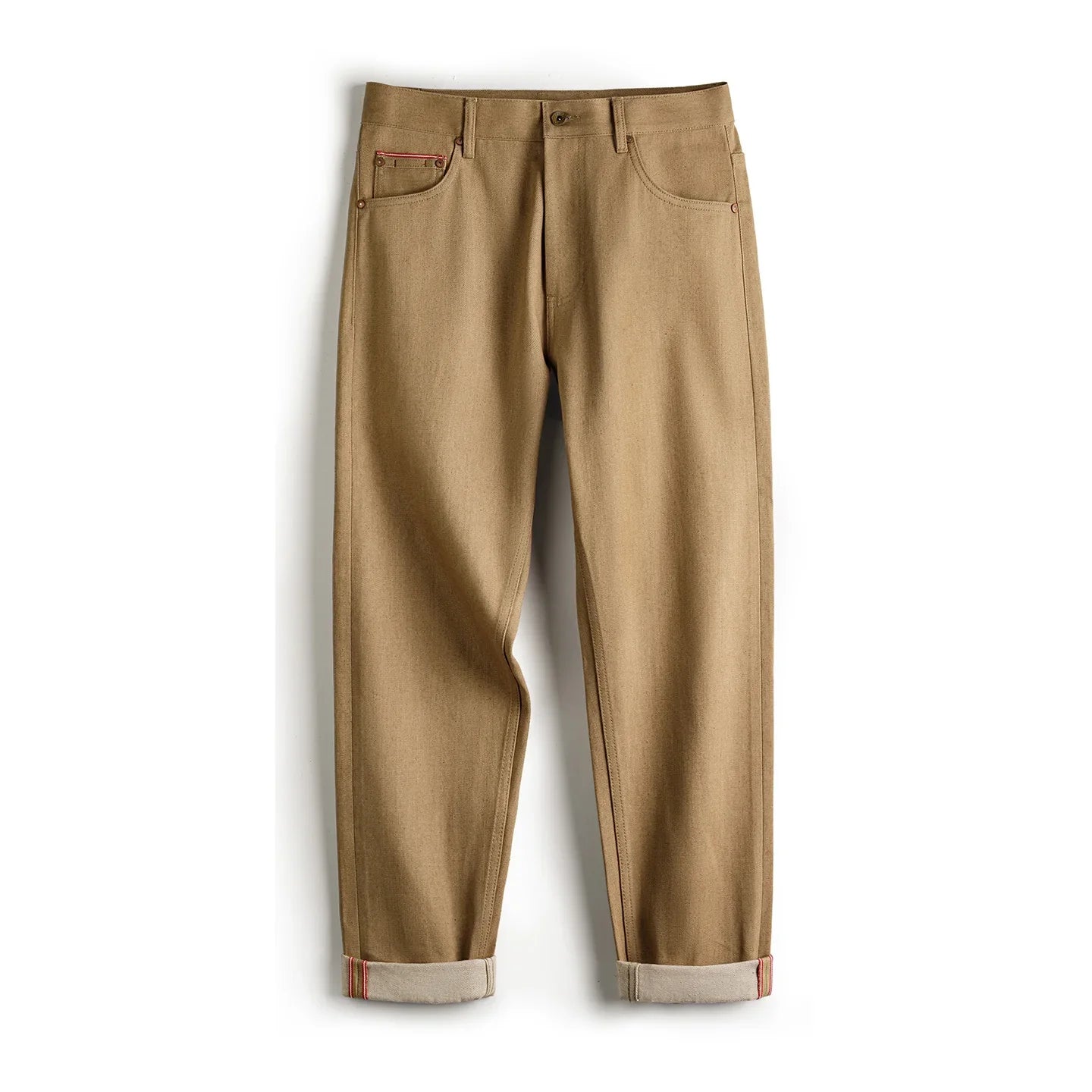 Maden Vintage Selvedge Jeans - Men's 11.7oz Raw Denim Straight Leg Khaki Trousers