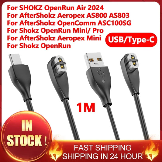 Magnetic USB/Type-C Charging Cable for Shokz OpenRun & OpenRun Pro – Compatible with Aeropex AS800, S803, S810 Headphones Charger Cable