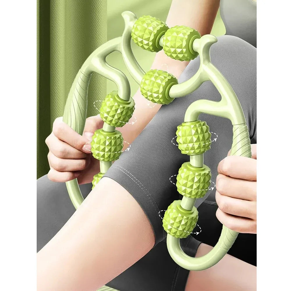 9-Wheel Fascia Muscle Roller – Cellulite Massage Tool for Relieving Muscle Soreness & Reducing Thigh, Calf, and Arm Cellulite