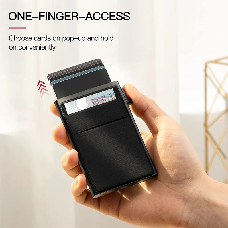 RFID Credit Card Holder for Men, Thin Slim Luxury Metal Mini Minimalist Wallet, Bank & ID Cardholder Case