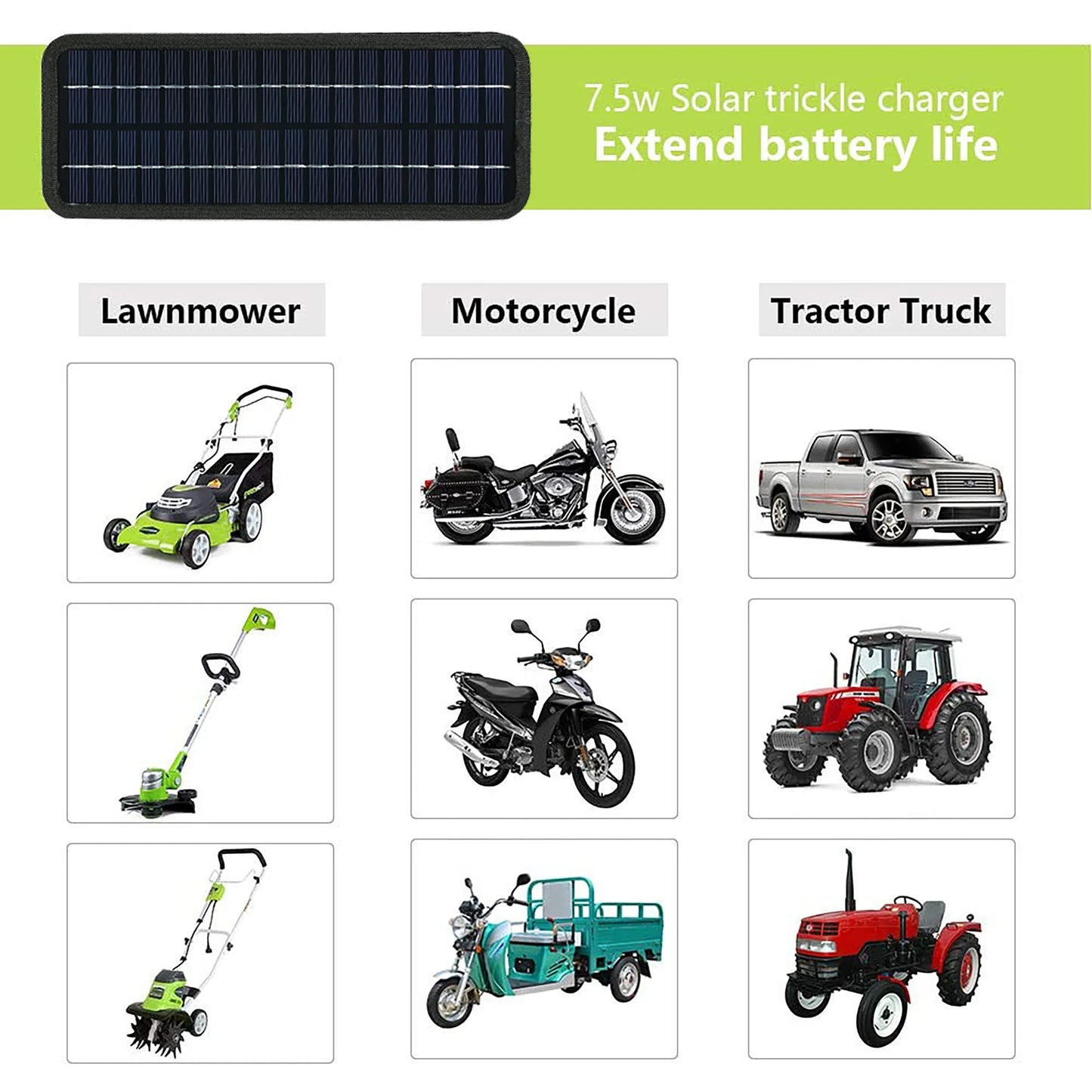 12V Solar Trickle Charger — Portable Waterproof Solar Battery Maintainer for Car