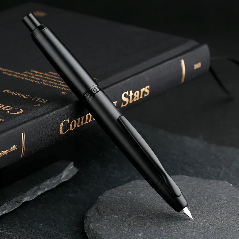 MAJOHN A1 Metal Engraved Fountain Pen: Press Fish Scale Design, Retractable with Clip/No Clip - Office and School Writing Gift