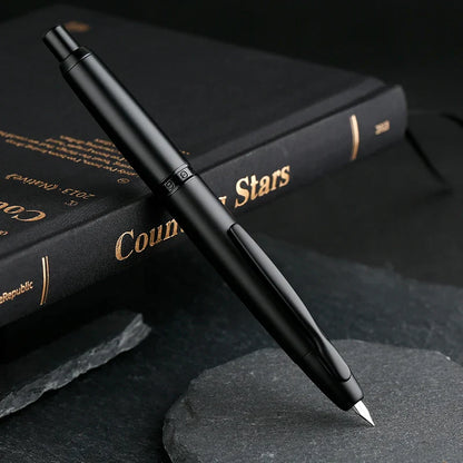 MAJOHN A1 Metal Engraved Fountain Pen: Press Fish Scale Design, Retractable with Clip/No Clip - Office and School Writing Gift