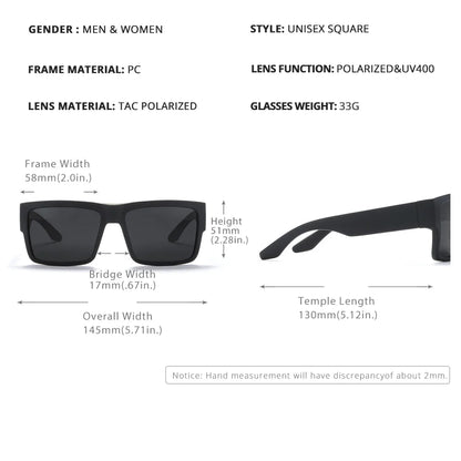 CYRUS Polarized Square Sunglasses — Classic Fashion Sport Driving Shades for Men & Women with Logo