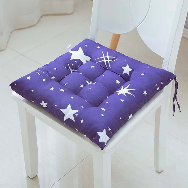 40cm Square Chair Cushion – Thickened Linen Stool Pad with Anti-Skid Strap, Backrest Pillow for Home & Office Chair