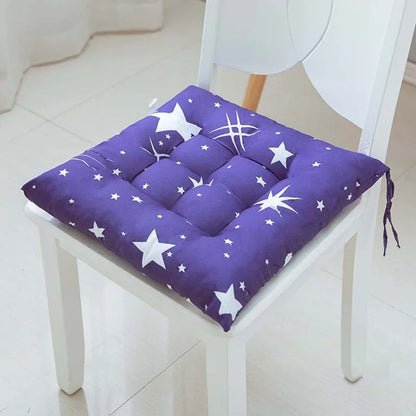 40cm Square Chair Cushion – Thickened Linen Stool Pad with Anti-Skid Strap, Backrest Pillow for Home & Office Chair