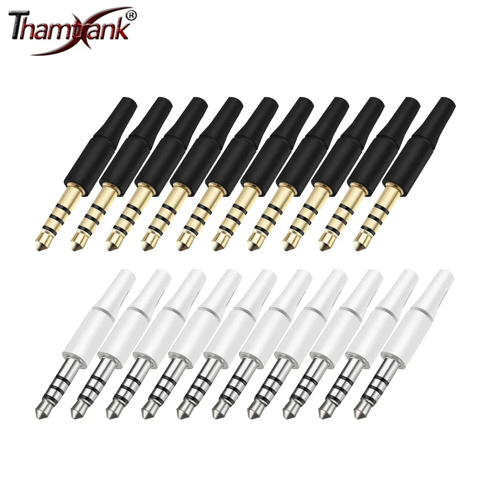 10pcs White & Black 3.5mm Stereo Headset Plug Adapter 3/4 Poles Audio Jack Connector for iPhone 2.5mm