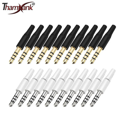 10pcs White & Black 3.5mm Stereo Headset Plug Adapter 3/4 Poles Audio Jack Connector for iPhone 2.5mm