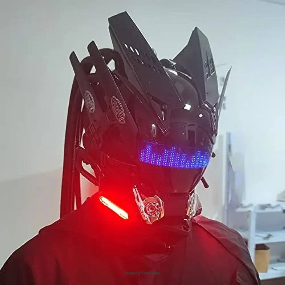 JAUPTO Punk Mask Cosplay for Men – Bluetooth APP Techwear Mask with LED Lamp, Futuristic Halloween Costume Accessory