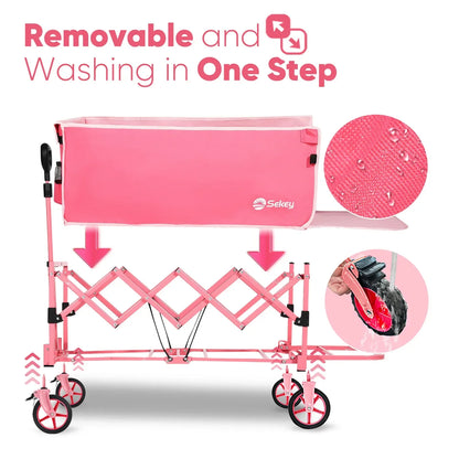 52" Folding Collapsible Wagon Cart — Heavy-Duty Lightweight Utility Cart with 330LB Capacity