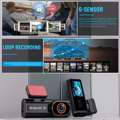 Aprilboy K6 4K WIFI Dash Cam - Front & Rear Dual Lens, 1080P Night Vision, Parking Monitor, Mini Car DVR