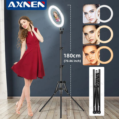 26cm LED Selfie Ring Light – Photography Lighting with Tripod Stand, Phone Holder & Remote Control for YouTube Videos