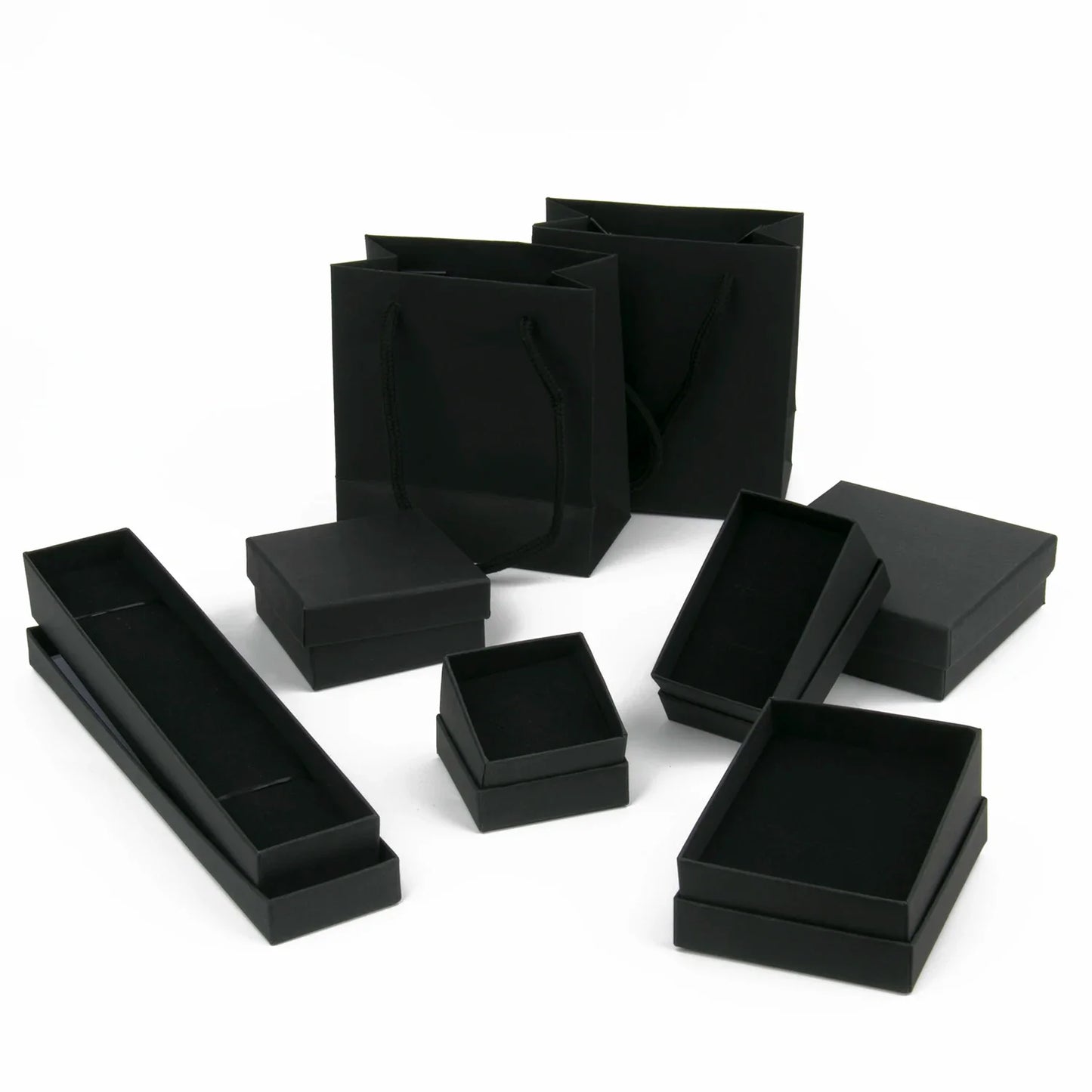 Black Square Jewelry Gift Box Organizer — Display & Packaging for Rings, Earrings, Necklaces, Bracelets, Brooches