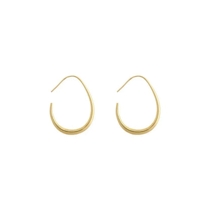 925 Silver Geometric Oval Hoop Earrings for Women – Simple Design Wedding & Party Jewelry (EH2008)