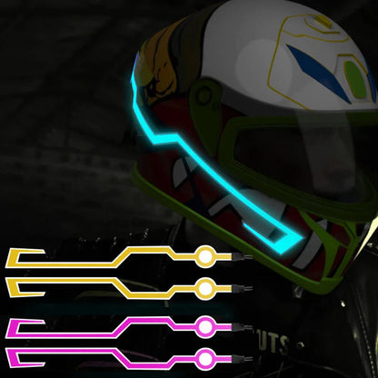 Motorcycle Helmet LED Warning Lights : Night Riding Cold Light Strip EL Waterproof Sticker - 4 Flashing Accessories for Enhanced Safety