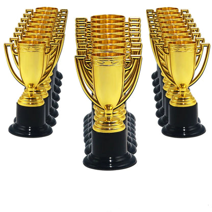 6/12PCS Gold Plastic Trophy Prizes – Kids Birthday Party Favors, Kindergarten Rewards, Pinata & Easter Party Fillers