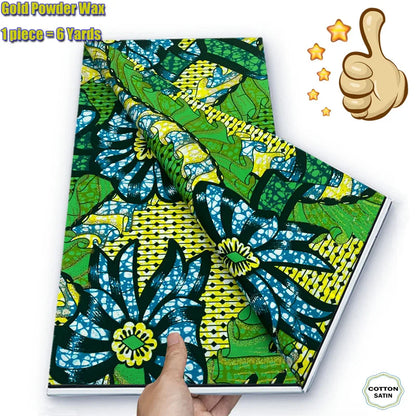 African Grand Golden Wax Fabric - Glitter Gold Ankara Pagne Batik Print Soft Cotton Fabric