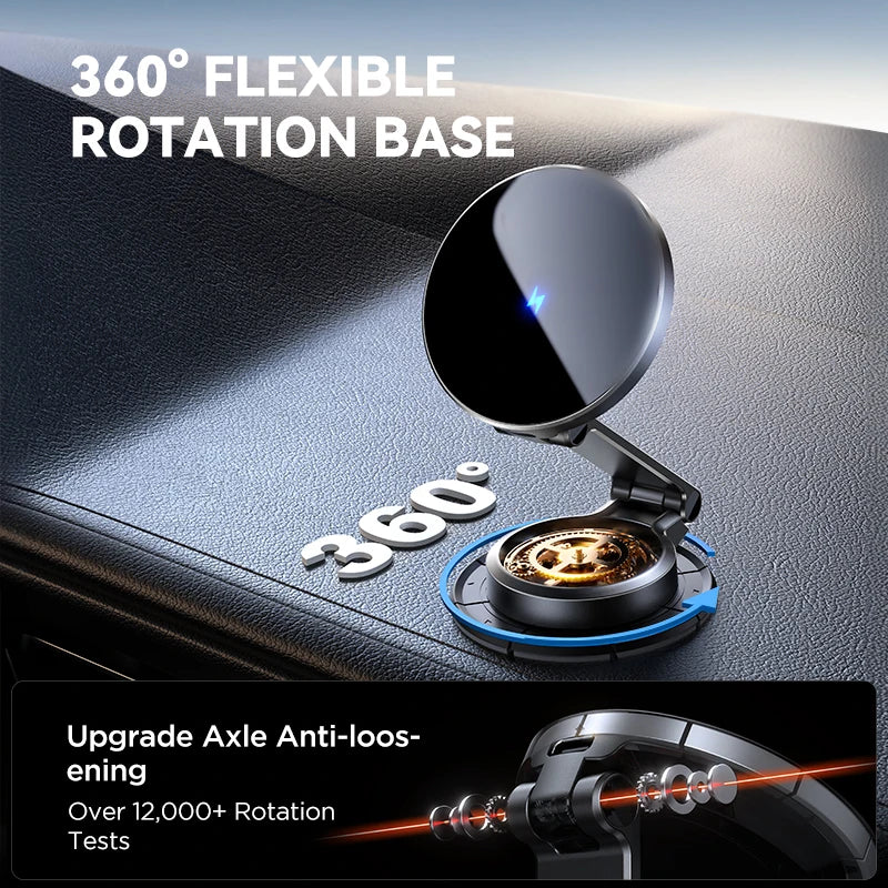 Joyroom Magnetic Car Mount N55 - 15W Wireless Charging, 360° Rotation, Foldable Phone Holder & Fast Car Charger JR-ZS408