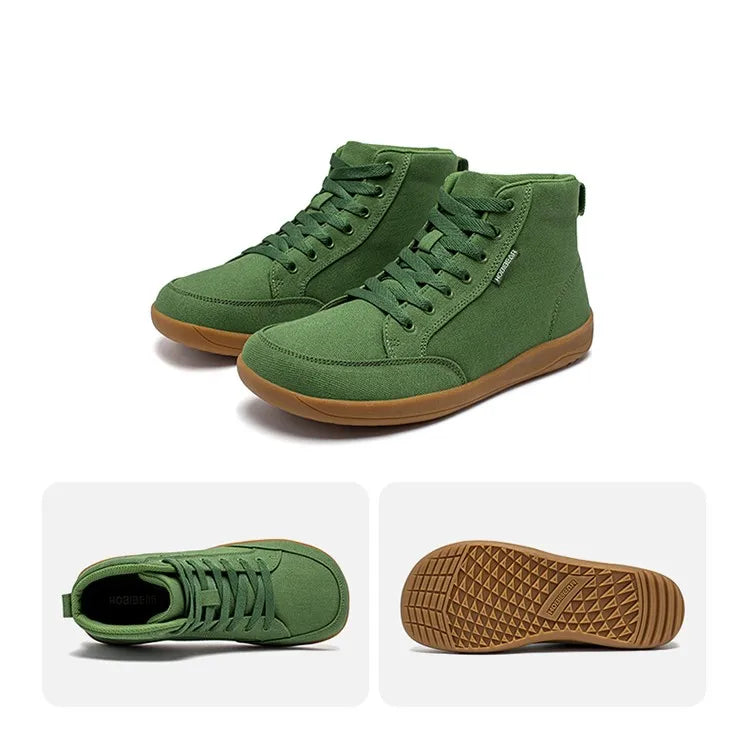 HOBIBEAR Mid-Top Barefoot Shoes – Unisex Wide Toe Canvas Sneakers for Walking & Outdoor