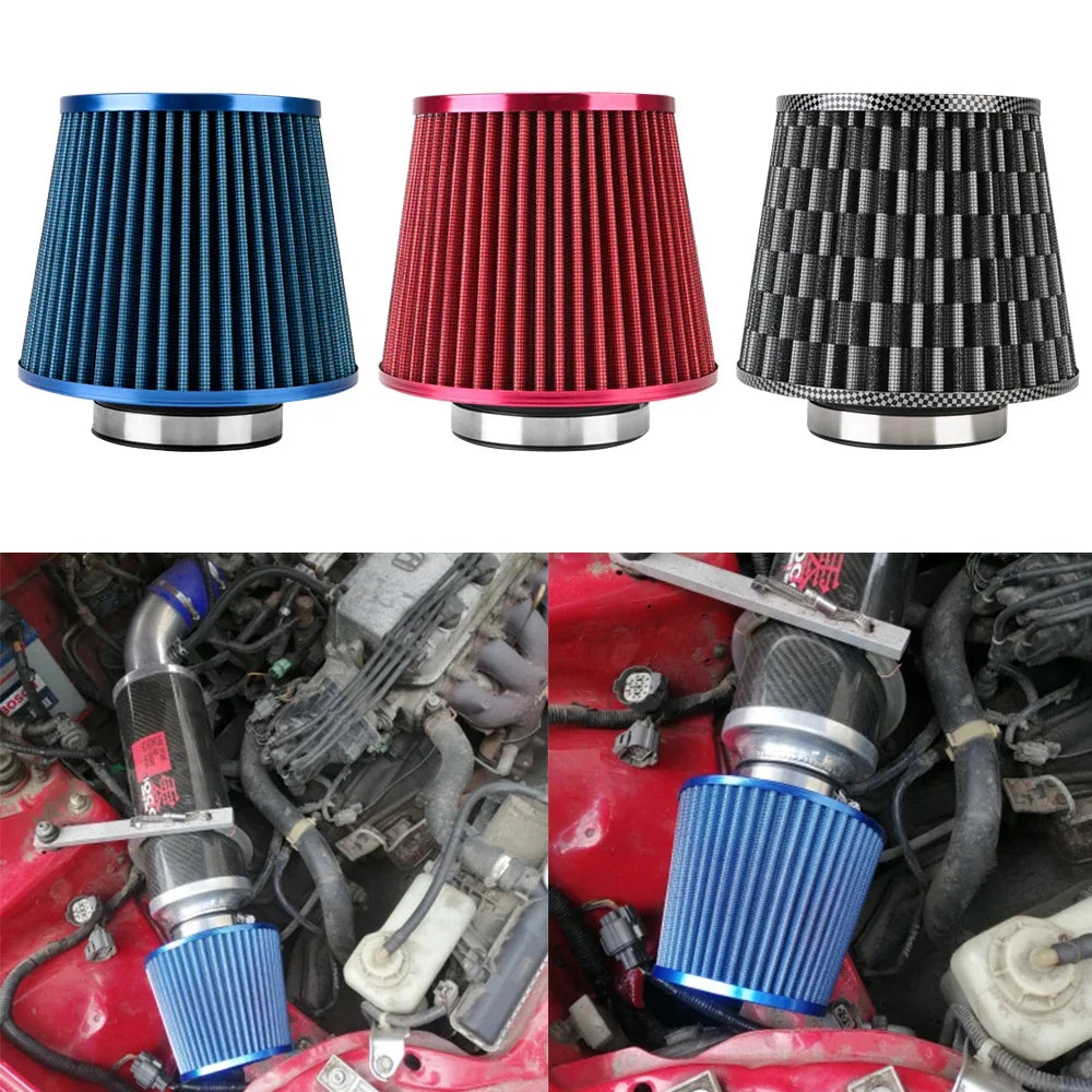 76MM 3-Inch Car Air Filter — High-Flow Mesh Cone Intake Kit, Engine Vent Protector, Universal Auto Replacement Accessory