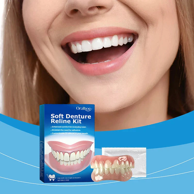 Denture Silicone Kit – Soft Denture Liners for Upper & Lower Teeth, Easy Use Dental Care Replacement Set