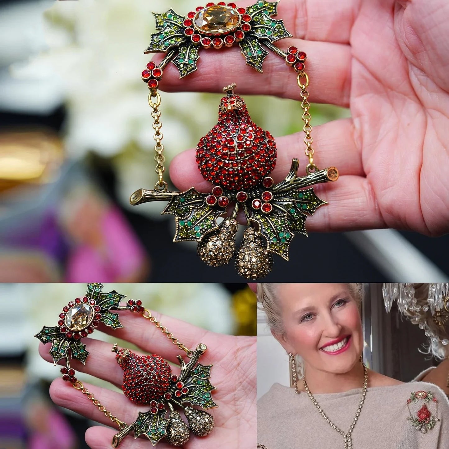 Vintage Baroque Crystal Castle Carriage Brooch – Rhinestone Clock Pin Badge for Women & Girls, Elegant Statement Jewelry