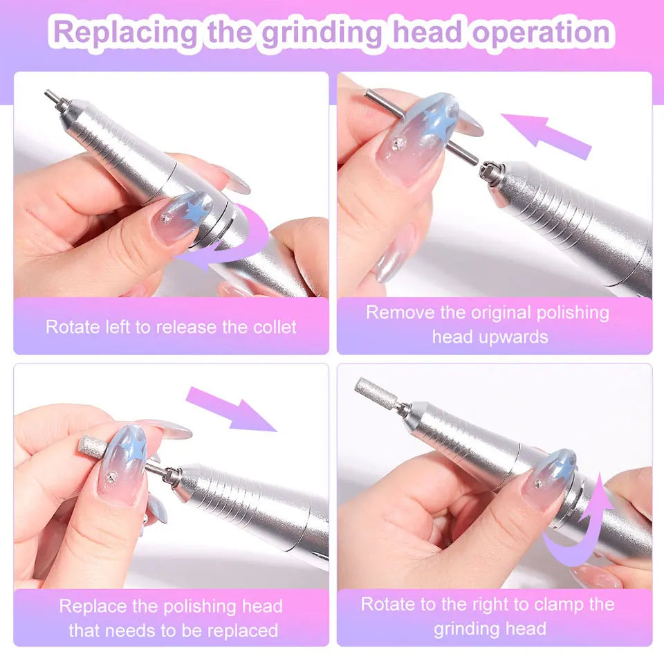 45000RPM Electric Nail Drill – Professional Rechargeable Nail File for Gel Nails, Portable Manicure Tool