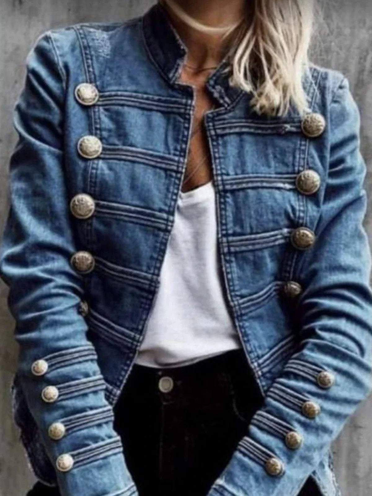 Fashionable Women's Denim Coat | Autumn 2024 Slim Fit Double-Breasted Jacket, Elegant European-American Commuter Style