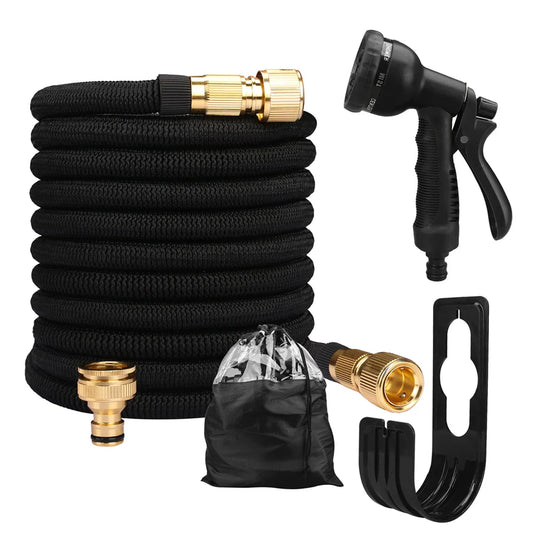 Expandable High-Pressure Garden Water Hose with Double Metal Connector – PVC Magic Hose for Irrigation, Farm & Car Wash Use