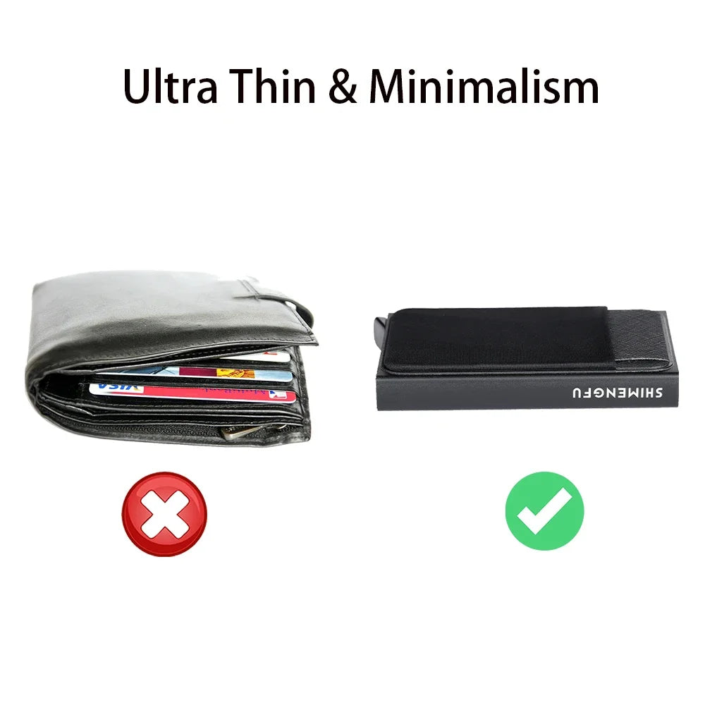 Automatic Flip Card Holder Sleeve — Large Capacity Metal Wallet with 12 Slots, Anti-Theft Credit Card Case for Men