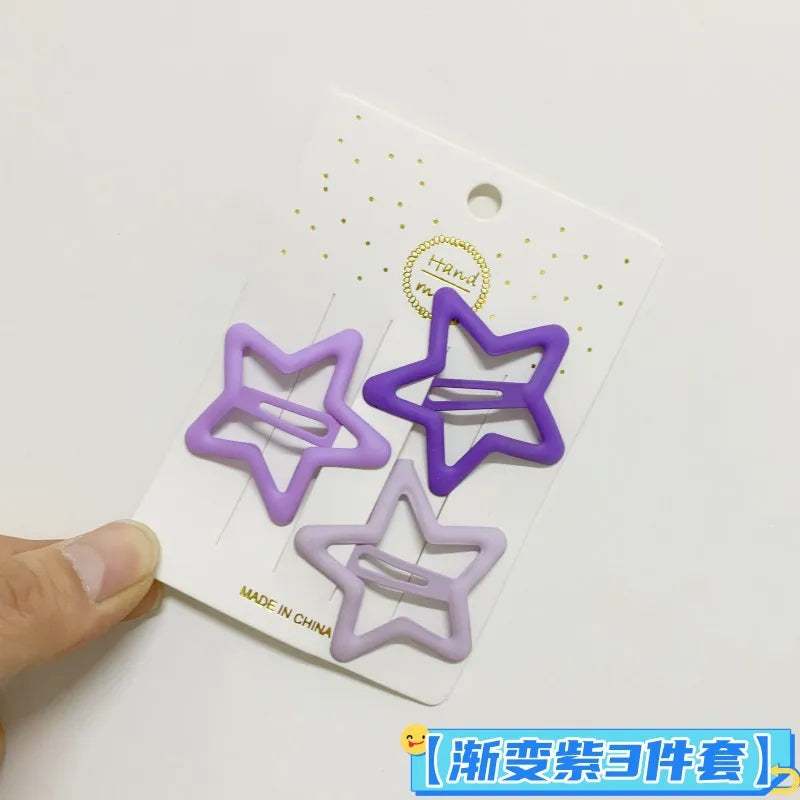 3PCS Candy Color BB Hair Clips – Y2K Star Heart Rectangle Metal Snap Barrettes for Girls & Women Cute Hair Accessories