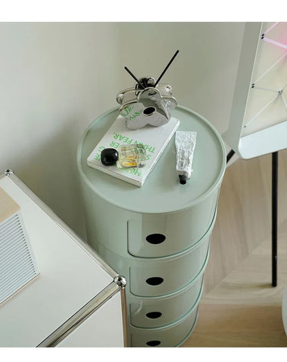 Nordic Round Bedside Table – Mini 2/3/4/5 Layer Cute Storage Cabinet, Creative Living Room & Bedroom Furniture