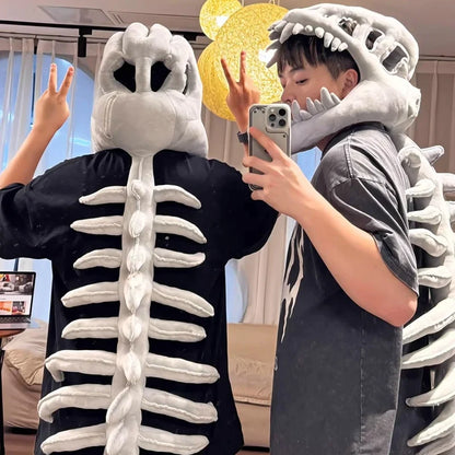 75/115cm Realistic Dinosaur Skeleton Costume – Plush Headgear for Cosplay, Dress-Up & Creative Gifts