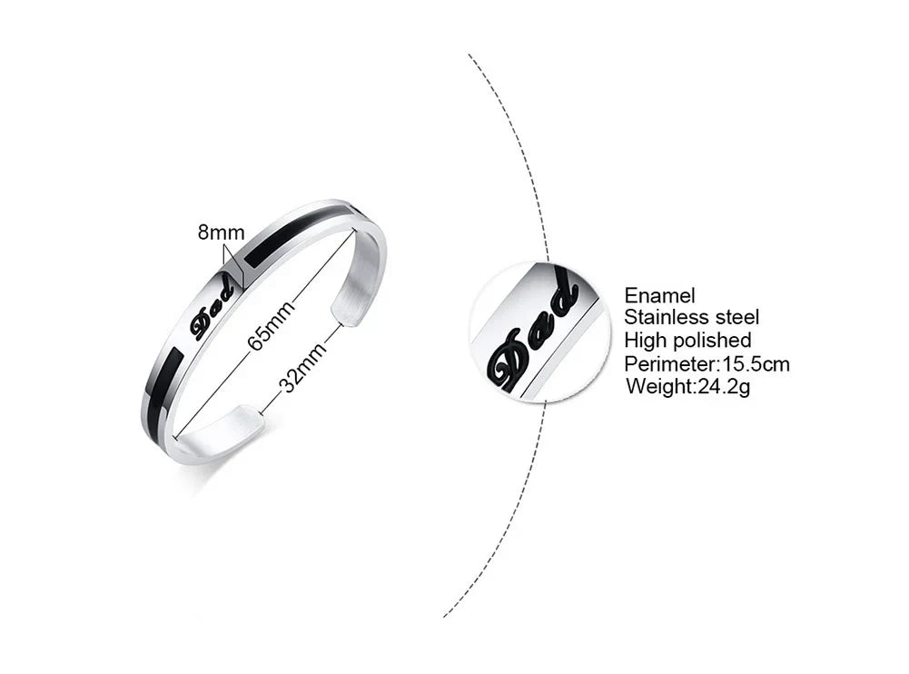 Men's Enamel Bangle - Viking Logo Cuff Bracelet, Stainless Steel Minimalist Bangle for Gentlemen