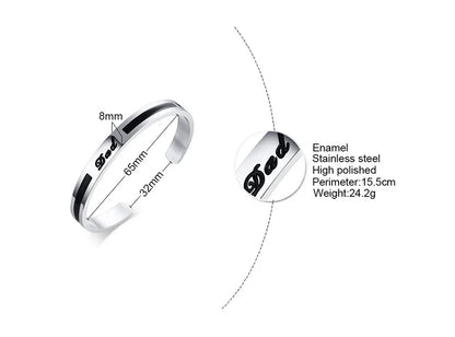 Men's Enamel Bangle - Viking Logo Cuff Bracelet, Stainless Steel Minimalist Bangle for Gentlemen
